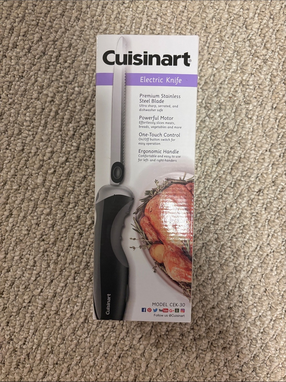 Cuisinart Black and Silver Electric Knife with Purple Accent